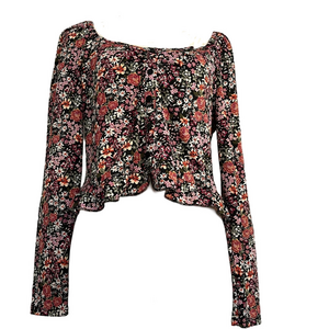 Wild Fable Women's Red and Black Cropped Blouse Size Large